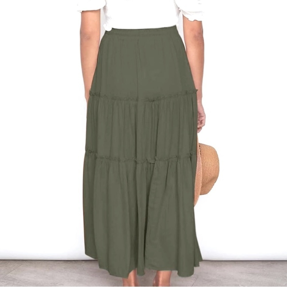 Y2k boho prairie Cottagecore green skirt size small $46 fall long skirt